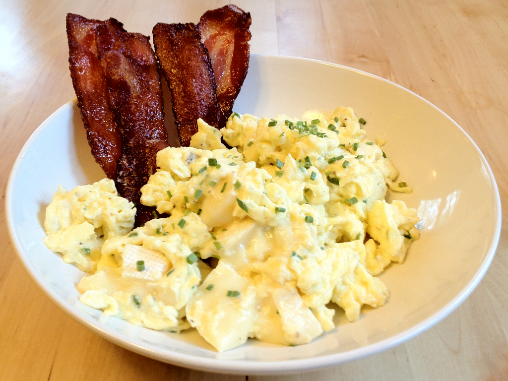 Scrambled Eggs with Chives and Brie