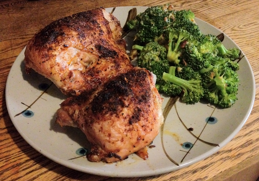 Oven Baked Chicken and Cheesy Bacon Broccoli